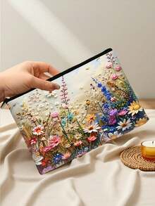 复古花卉化妆包 - 时尚拉链化妆品收纳包，轻便多功能洗漱包，便携式收纳包，送给妈妈、姐妹、女孩的完美礼物 - 彩色 - 查看 12