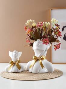 Resin Vase, Female Head And Bust Vase Bohemian Simple Ornaments Modern Nordic Style Flower Arrangement Vase Is Suitable For Home Living Room Office Bookshelf Decoration. Also Suitable For Kitchen Storage And Other Purposes.