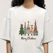 1 pieza/2 piezas/3 piezas Vinilo de transferencia de calor/Papel de planchar con diseño de árbol de Navidad - Verde, Marrón, Dorado, Rosa, Azul para decoración navideña - Para camisetas, ropa, bolsas, almohadas con plancha o lavado - Texto "Feliz Navidad" - Compatible con tela, papel, tarjetas - Esencial para manualidades navideñas, decoración navideña, personalización de ropa de fiesta, diseño alegre navideño, plano 2D