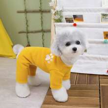 25 Paw 4-Leg Fleece Jumpsuit, Dog Clothes For Autumn/Winter, 4-Leg Pants, Cat , Small Animal Outfit, Casual Printed Dog Apparel, Cat & Monkey Clothes, New Arrival Animal Autumn/Winter Fleece Casual Outfit, Pet Supplies, Dog Apparel - Brown - View 8