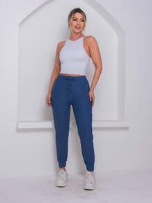 Women's Polyester Tie Pants - Rửa trung bình - Xem 3