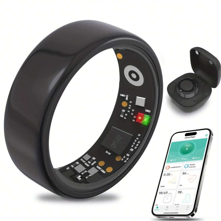 MixtataDi Smart Ring, New Smart Ring With Charging Compartment, Fitness, Steps, Distance, Calories, Sleep, Exercise, Compatible With For Iphone Android, Remote Photo Control, Ultra Low Power Consumption, Stylish And Comfortable Gift Option - 彩色 - 查看 1