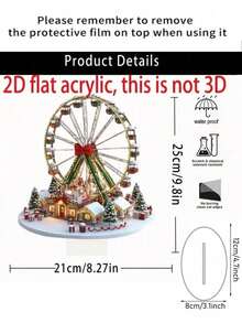 1 Pc Bohemian Style Acrylic Christmas Village Ferris Wheel Table Decor, British Theme Architecture Decor, 25cm Versatile Bohemian Style Plaque, Christmas Decorations,Suitable For Home, Office, Indoor, Outdoor, Cafe And Dessert Shop Holiday Decor, No Electricity Required (Note: Tear Off The Film On The Acrylic) Home Decor Room Decor Winter Christmas Decorations Home Christmas Gifts Christmas Decor