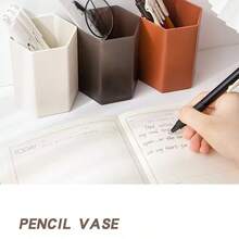 1/2/3pcs Minimalist Hexagon Pen Holder, Office & Student Desk Organizer, Luxury Minimalist Style Large Capacity Desk Decor & Stationery Storage, Suitable For Home, Office, And School