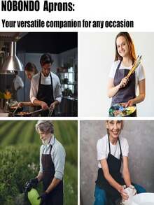 一件防水防油可调节厨房围裙，适合烹饪、烘焙、园艺，带口袋，是送给家庭厨师、烘焙师、花艺师、画家、咖啡师以及圣诞节、万圣节、感恩节等节日的绝佳礼物。 - 彩色 - 查看 8