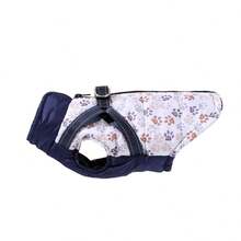 1pc Pet Reflective Cotton Padded Vest, Paw Print Design, Thick & Warm, Leash Attachable, Suitable For Medium/Small Dogs & Cats, Autumn/Winter - Coffee Brown - View 11