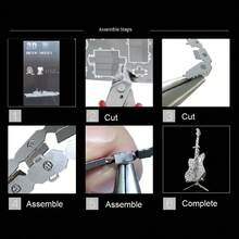 3D金属拼图DIY金属拼装模型乐器吉他、贝斯、架子鼓、钢琴、小提琴、小号模型，圣诞礼物，畅销品，卡扣式组装，无需胶水