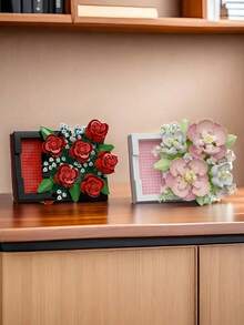 Creative Flower Bouquet Building Blocks, Adult DIY Assembly Block Set, Home And Office Desk Decor Display Model, Handmade Style Decoration, Leisure Hobby Gift, High Density Blocks, Holiday Gift, Father's Day Gift, Mother's Day Gift, Wedding Gift, Wedding Decor, Graduation Gift