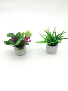 娃娃屋微型植物模型，成品盆栽，景观花盆，户外盆栽花卉和绿植 - 彩色 - 查看 2