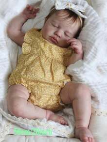 50cm realistisch schlafendes Reborn Baby Puppe mit 3D-bemalter Haut und sichtbaren Adern (Stoffkörper, Vinyl-Gliedmaßen) 20 Zoll Neugeborenes Baby Mädchen Kunstspielzeug lebensecht Kinder Geburtstagsgeschenk