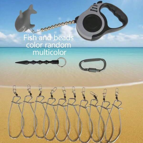 Stainless Steel Fish Lock, Lure Fish Clip, Steel Wire Rope Auto-Retractable Fish Clip, Fishing Accessories
