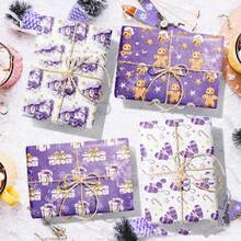 12pcs Purple Christmas Wrapping Paper Set With Snowman & Floral Designs - Festive Holiday Gift Wrap, No Accessories Included Christmas Pajamas Gifts Christmas Decor - Multicolor - View 4