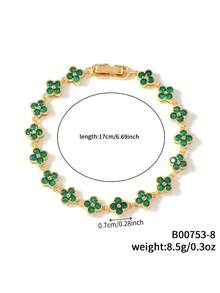 1 件彩色时尚奢华花卉锆石手链 - 橫豎連結式 - 查看 17