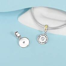 1 pieza Colgante con cruz y corazón plateado en plata de ley 925, adecuado para pulsera, collar DIY y uso diario de mujer