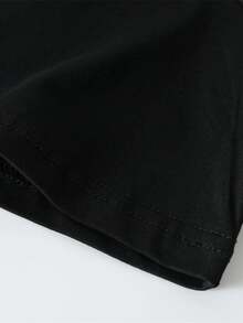 Summer Casual Loose Fit Short Sleeve Crew Neck Print Cotton Pullovers for Adult - Preto - Ver 5
