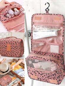 1pc Waterproof Travel Makeup Bag, Hanging Toiletry Bag, Double Layer Cosmetic Organizer Bag, Large Capacity Bathroom Toiletry Bag, Multi-Functional Travel Toiletry Bag, Portable PVC Cosmetic Bag, Holiday Ladies Beach Bag, Travel Bag, With Hook, Double Layer, PVC, Waterproof, Large Capacity, Suitable For Outdoor Travel, Business Trip, Home Storage, Travel, Holiday Outing, Party, Travel Essentials, Cruise Essentials, Holiday Essentials, Back To School Toiletry Bag, Bedroom Decor, Holiday Gift, Birthday Gift, Minimalist Design