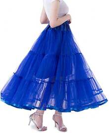 Plus Size Ankle Length Petticoat Crinoline Underskirt For Weddings - 寶藍色 - 查看 2