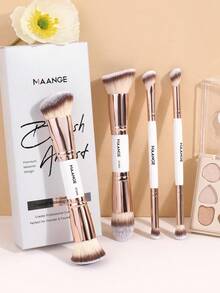 MAANGE 4/6件組化妝刷套裝，包含臉部刷、蜜粉刷、腮紅刷、遮瑕刷、修容刷、鼻刷、打亮刷、底妝刷、細節刷，適合居家或旅行，完美禮物，專業化妝刷 - 白色 - 查看 6