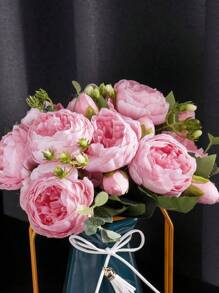 1 件/3 件人造玫瑰花束逼真假牡丹花适用于家庭婚礼装饰派对餐桌摆件母亲节