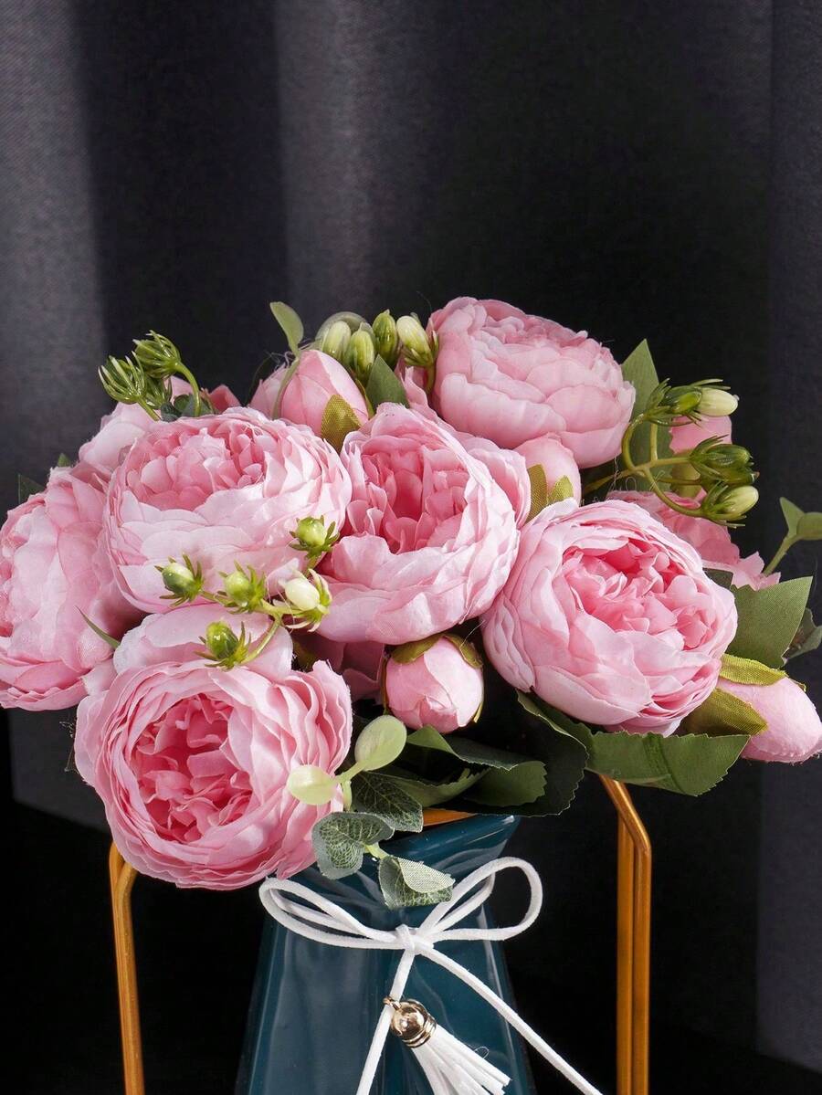 1 件/3 件人造玫瑰花束逼真假牡丹花适用于家庭婚礼装饰派对餐桌摆件母亲节