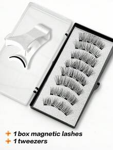 Waloshow 2 Paia di ciglia magnetiche con pinzette professionali, riutilizzabili, ciglia fitte a incrocio, design misto di ciglia naturali, adatte per uso quotidiano, lavoro, studio, viaggio, feste e altre occasioni - nero - Visualizzare 18