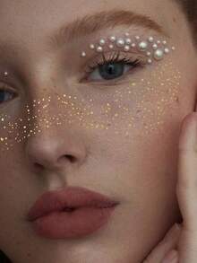 6/3/1张闪光雀斑银色闪光雀斑女士闪光雀斑脸贴防水适合舞蹈音乐派对化妆 - 彩色 - 查看 3