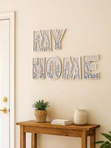 1 Pc Floral Wooden Letters Decor , Wood Alphabet With White Flower Patterns, 26 Letter Custom Name Decoration, Home Decor For Living Room, Bedroom, Entryway, Nursery, Wedding, Party Decoration