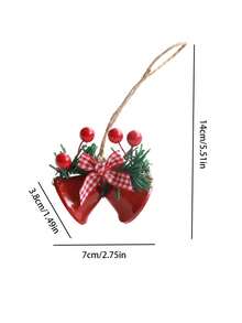 1 peça de sino duplo decorativo de Natal para pendurar em janelas e árvores, acessórios de metal para decoração DIY, decoração de cenários, decoração de festivais, decoração de quartos, decoração de casa, decoração de escritórios, decoração de festas temáticas, decoração de Natal, decorações de Natal, decorações de inverno, presentes de Natal para casa, decoração de Natal