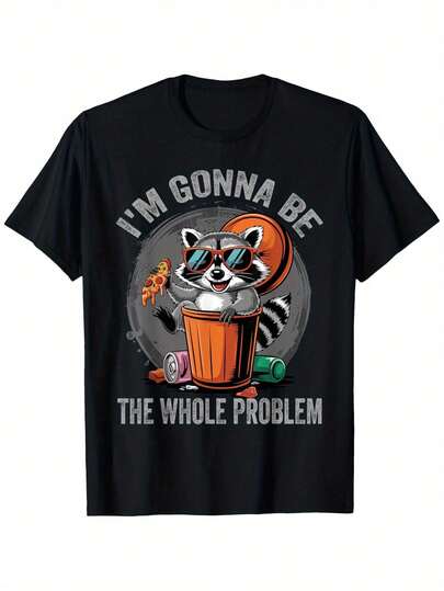 Camiseta gráfica de mapache Voy a ser el problema completo - Camiseta casual de manga corta% algodón con diseño de gafas de moda y cubo de basura - Regalo divertido y novedoso para hombres y mujeres (Halloween, Navidad, San Valentín, Día del Padre, Día de la Madre), atuendo de| Camisa de Diseño Juguetón| Camiseta clásica de cuello redondo, mapache