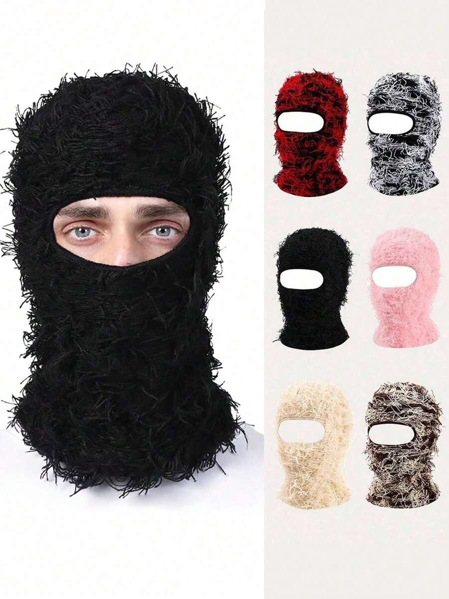 1pc Unisex Warm Street Fashion Funny Balaclava Knit Hat, Autumn/Winter Couples Cold-Proof Ski Mask Cap, Suitable For Cosplay, Halloween Party Winter Women