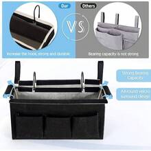Bedside Storage Caddy/Bedside Hanging Storage Bag For Headboards Bunk Beds Dorm Rooms Book Phone Magazine Holder Black