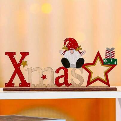 1 Stück rustikaler Holz-Weihnachtsmann Dekoration im Flugzeugstil, festliche Tischdekoration, hält Lebkuchenmann und Zuckerstangen für Weihnachtsparty Tischdekoration drinnen und Outdoor