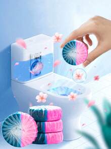 2-In-1 Rose Scented Automatic Toilet Cleaner Blocks, Bathroom Toilet Odor Eliminator, Toilet Cleaning Agent. Place The Product In The Toilet, Soak For 20 Minutes, Then Use With A Toilet Brush For 12-Hour Freshness.