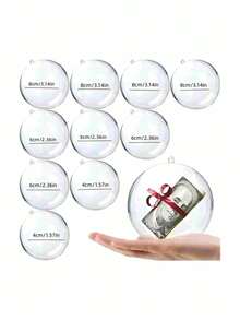 26pcs Assorted Size Transparent Balls, 10pcs Acrylic Clear Decorative Balls, 5pcs 3cm/4cm Plastic Fillable Ornament Balls, Extra Large Transparent Plastic Fillable Christmas Decor & Modern Trinket Storage, Suitable For DIY Crafts, Christmas, Holidays, Weddings, Parties, Home Decor, Mother's Day, Father's Day, Back To School ( Packaging) - Clear - View 7