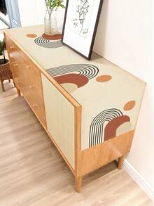 1 pezzo Runner da tavolo con stampa geometrica, 4 pezzi Tovagliette con stampa geometrica, adatti per vacanze, feste, compleanni, cene, decorazione di cucina e sala da pranzo, decorazione da tavolo per la casa in tutte le stagioni - Multicolore - Visualizzare 7