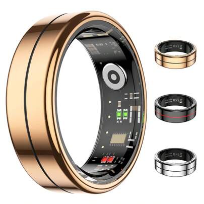 Smart Ring Fitness Tracker For Women Men - Waterproof Health Rings For Sleep Tracker, Heart And Blood Oxygen Monitor, Fitness Ring For Family Care, Step And Burned Calories Counte, Gesture Swipe VideoBuilt-In Motion Gesture Function, Please Wear The RingQuickly Double-Click With Your Finger: Switch Videos, Comfortable To Wear, RoseGold/White/Black 7/8/9/10/11/12/13(15/20mAh Rechargeable Battery)