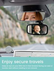 1PC Baby Car Mirror Adjustable Clip Child Observation Mirror Convex Lens With Wide Field Of View Shatter-Proof Mirror - Black - View 7