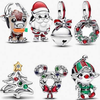 1pc Christmas Element Charm Silver Plated FIT Bracelet, Necklace, DIY Jewelry Gift Boutique Store