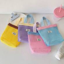 可折叠便携式网状手提包，小号多巴胺化妆包手提包，沙滩包，夏季 - 彩色 - 查看 4