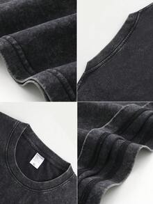 3 Pack Men's Vintage Washed Oversized Cotton T Shirts Loose Fit Short Sleeve Casual Streetwear Unisex Tops - 3 chiếc màu đen - Xem 4