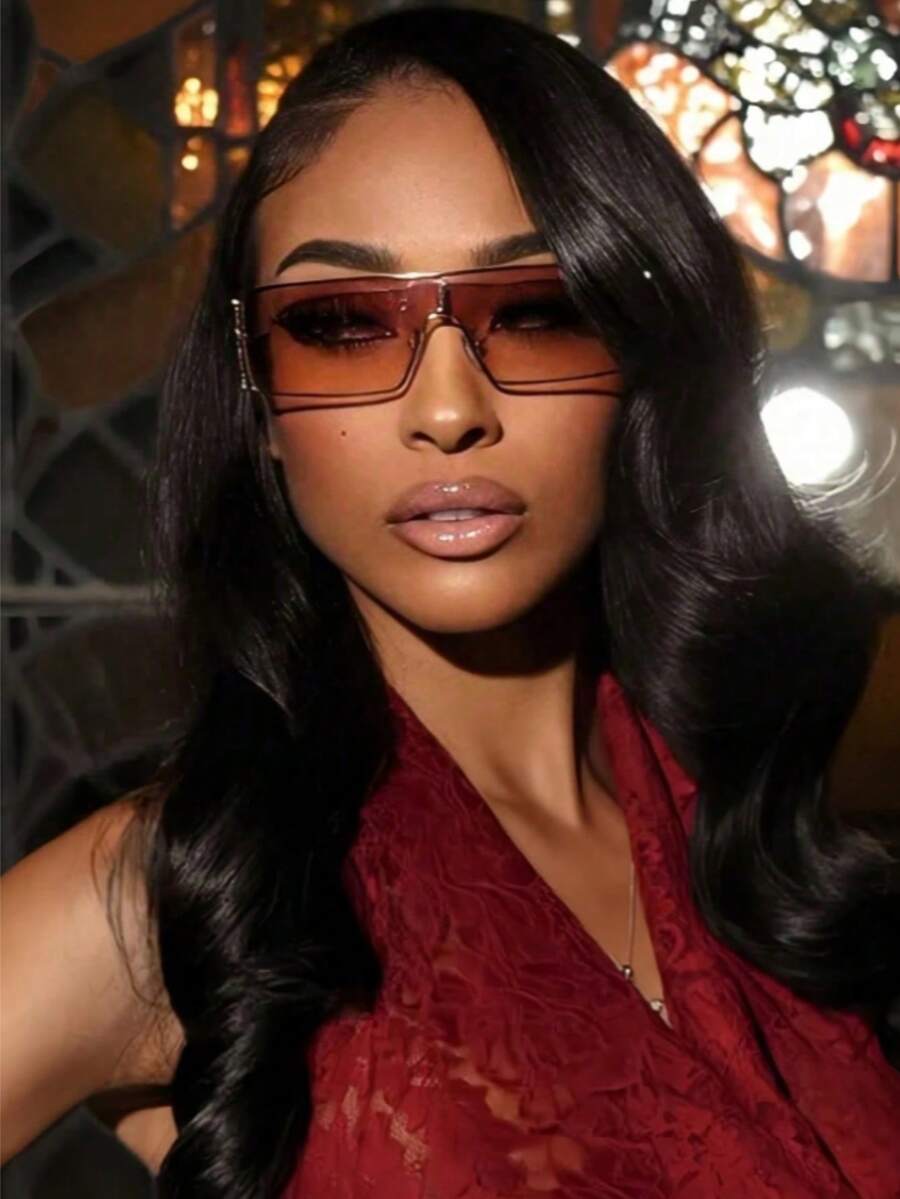 1 pieza Gafas de moda con marco de metal, gafas de moda vintage, accesorios de playa y camping para mujer, básicas, estilo casual de negocios, atuendos de vacaciones para mujer, traje de mujer para verano, sudadera con capucha, chaquetas, vestidos y camisas de manga larga, estilo universitario para volver a la escuela