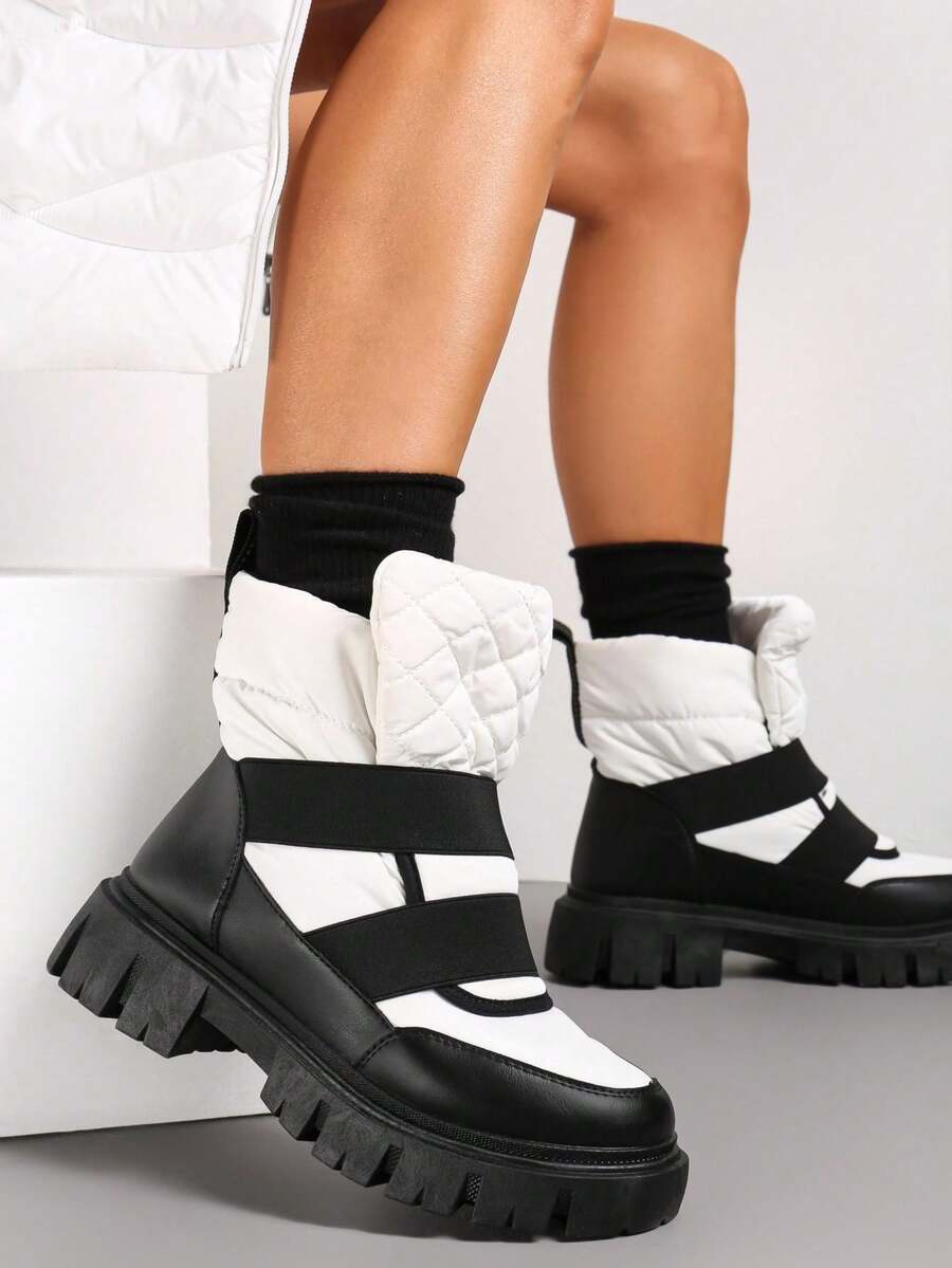 Botas de neve acolchoadas e sem cadarço para uso diário - Branco - Ver 1