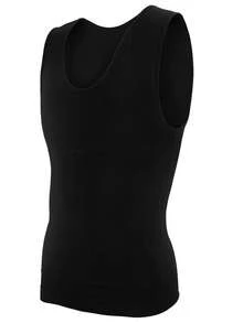 Men Body Shaper Compression Vest Undershirt Seamless Waist Trainer Tank Top Belly Control Workout Shapewear Menswear Slim Fit - 黑色 - 查看 7