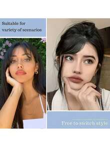 3D Natural Side Bangs Wig, Lightweight Clip-On Bangs With Sideburns, Elegant & Natural Looking Women Hairpiece, Hair Accessories - Multicolor - View 8