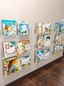 1pc Acrylic Wall Mounted Book Display Shelf, Transparent Simple No-Drill Wall Hanging Magazine/Children's Book Rack
