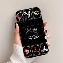 Serie Crepúsculo Elige esta funda de  de material TPU negro con patrones de dibujos animados, a prueba de golpes y duradera, adecuada para  11/12/13/14/15/16 Pro Max - Mezcla de colores - Ver 3