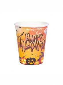 Halloween Party Supplies Orange Halloween Pumpkin Paper Plate Cup Napkin Set Happy Halloween Cake Plate Dinner Plate Scary Birthday Decorations Halloween Decoration