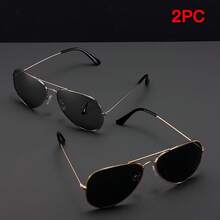 1 Piece Retro Metal Double Bridge Women's Aviator Fashion Glasses - Oval Reflective Lenses, Luxurious Gold Decoration, Suitable For Casual And Formal Occasions, High-Quality Lenses - Gold/Gray - View 3