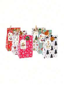 50pcs/Set Christmas Party Gift Candy Baking Boxes, Paper Boxes, Paper Bags, Hang Tags, Cards, Labels, Including Ropes