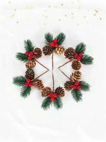 Red Berry Stem Pine Tree Branches,Artificial Pine Cone & Berry Swags,Mini Artificial Pinecone Picking Flowers DIY Wreath,Plastic Christmas Tree Branches For Crafts, Fireplace, Bar, Party, Holiday Decorations Wedding Party Supplies Kitchen Restaurant Table Centerpieces, Valentine Day, Gift Home Decor Christmas Decorations Room Decor Winter